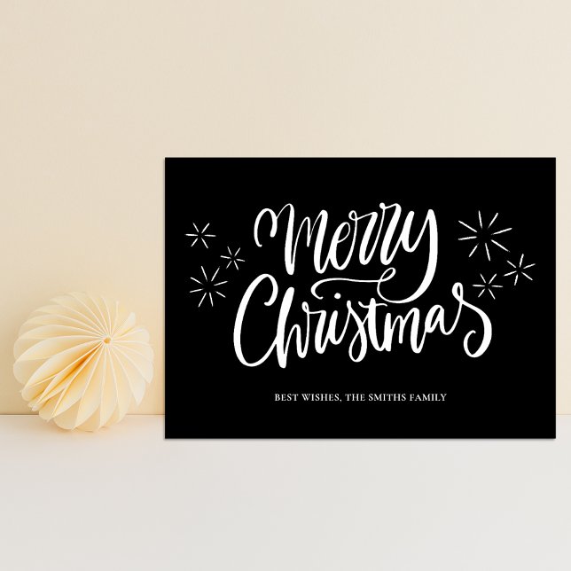 Cartes Pour Fêtes Annuelles Joyeux Noël Noir Calligraphie Moderne Non Photo (Créateur téléchargé)