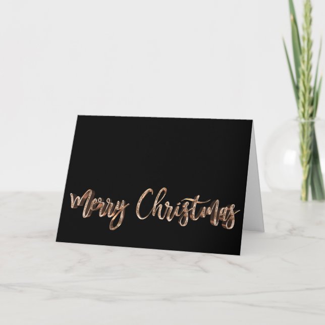 Cartes Pour Fêtes Annuelles Joyeux Noël noir et or Texte élégant (Devant)