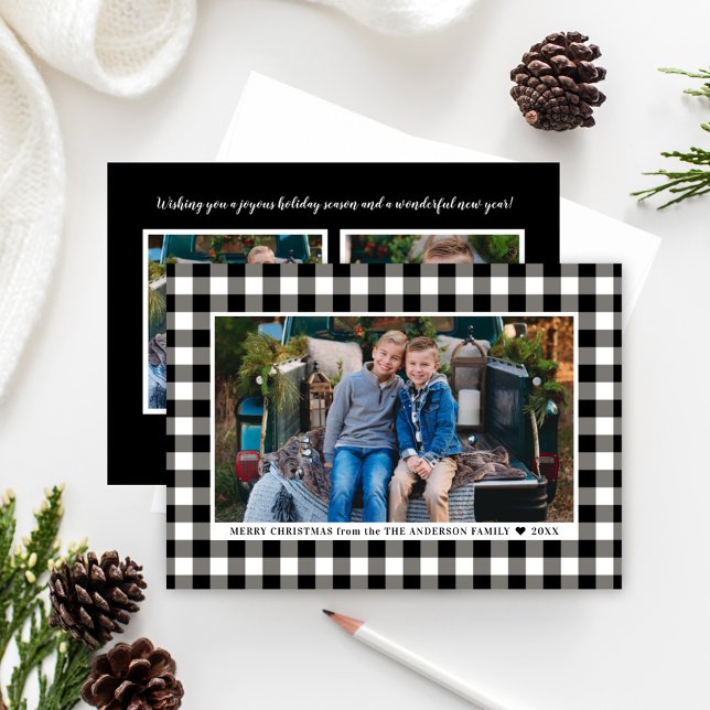 Cartes Pour Fêtes Annuelles Joyeux Noël noir noir noir Buffalo plaqué photo (Créateur téléchargé)