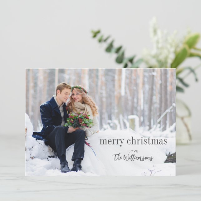 Cartes Pour Fêtes Annuelles Joyeux Noël noir Script côté superposition photo (Debout devant)
