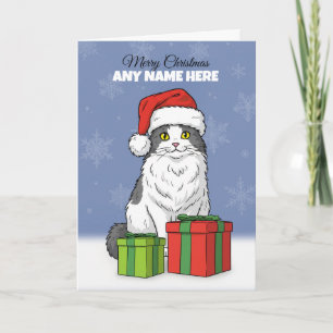 Cartes Pour Fêtes Annuelles Joyeux Noël Nom personnalisé Chapeau de Père Noël