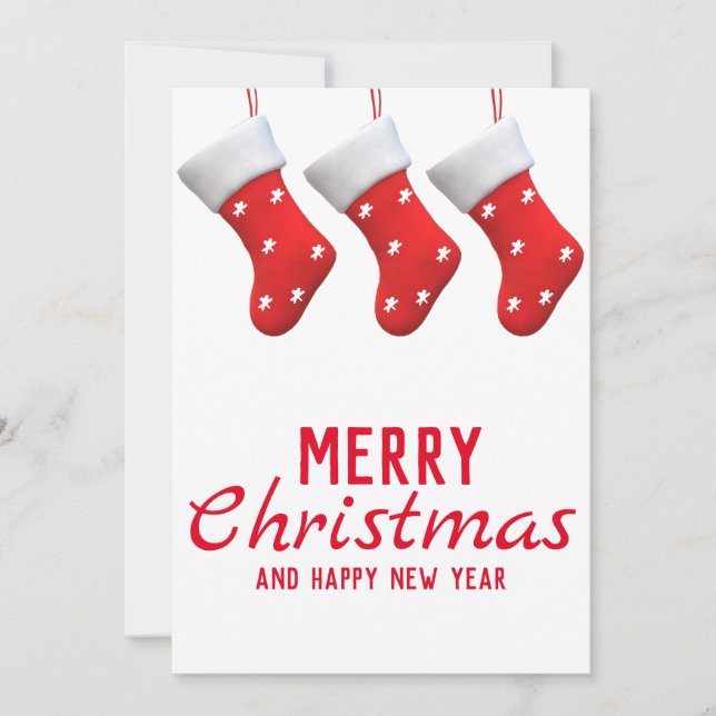 Cartes Pour Fêtes Annuelles Joyeux Noël Nouvel An Chaussettes de Noël Snowflak (Devant)