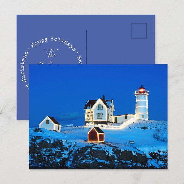 Cartes Pour Fêtes Annuelles Joyeux Noël Nubble Lighthouse (Devant / Derrière)