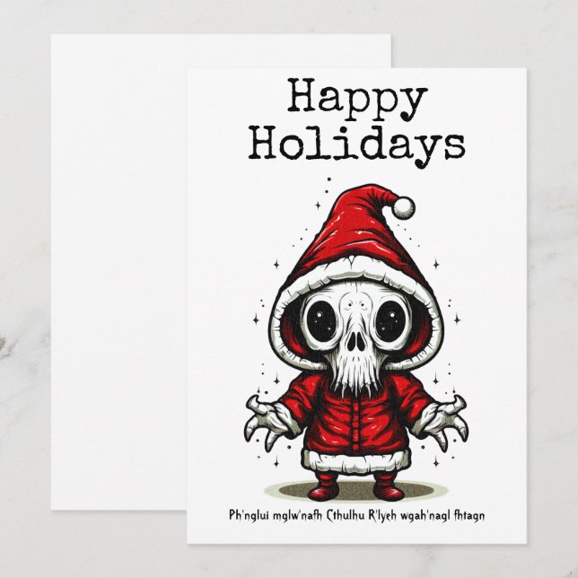 Cartes Pour Fêtes Annuelles Joyeux Noël Occulte Éffrayant Cthulhu (Devant / Derrière)