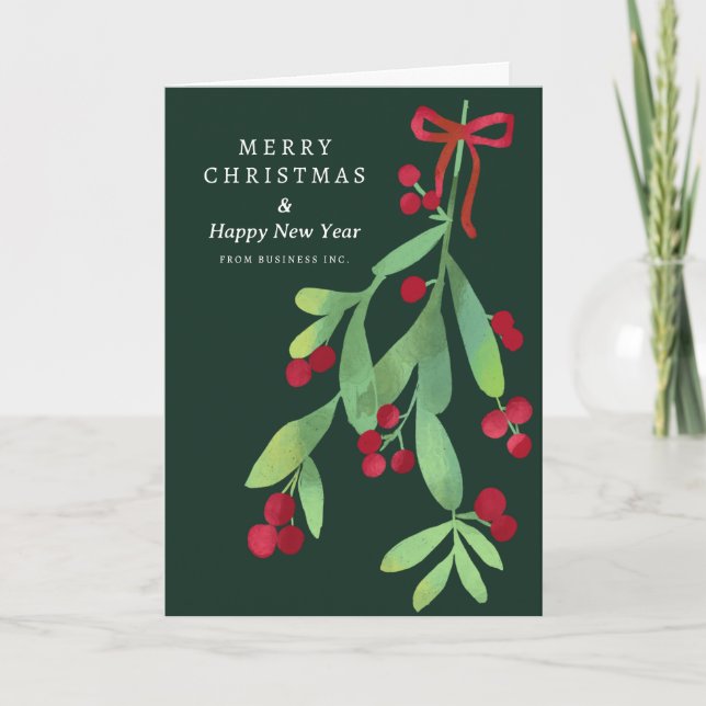 Cartes Pour Fêtes Annuelles Joyeux Noël officiel Mistletoe Entreprise Vert (Devant)