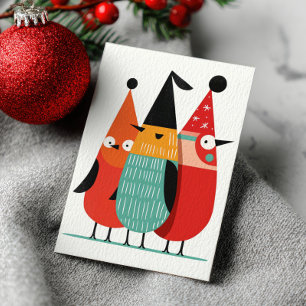 Cartes Pour Fêtes Annuelles Joyeux Noël oiseaux drôles minimalistes Merry Chri