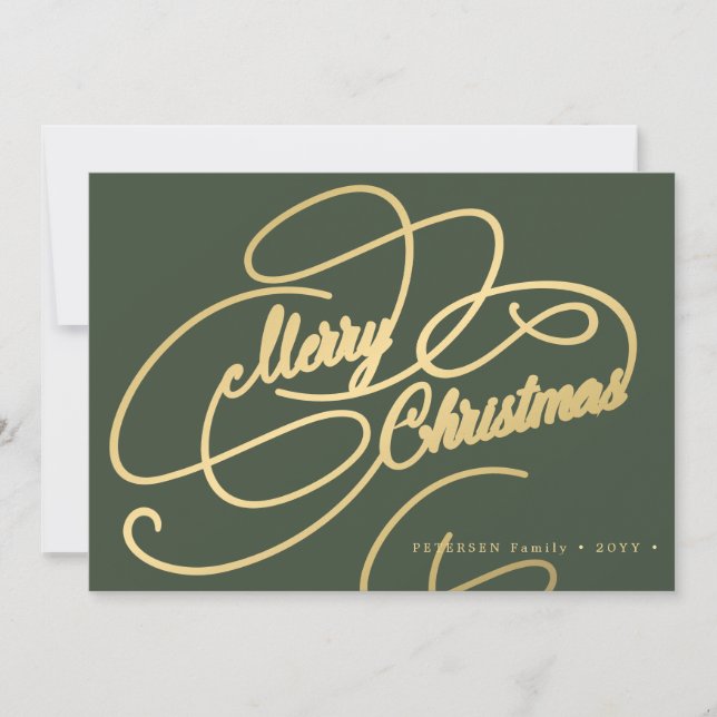 Cartes Pour Fêtes Annuelles Joyeux Noël or calligraphie script élégant (Devant)