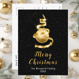 Cartes Pour Fêtes Annuelles Joyeux Noël or et ornement noir