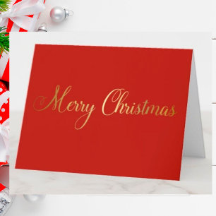 Cartes Pour Fêtes Annuelles Joyeux Noël Or Rouge Simple Élégant