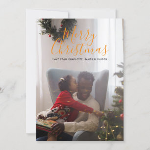 Cartes Pour Fêtes Annuelles Joyeux Noël Orange blanc simple photo