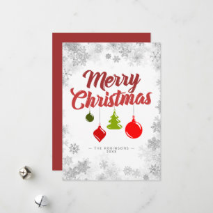Cartes Pour Fêtes Annuelles Joyeux Noël Ornements Silver Snowflakes Cadre