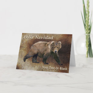 Cartes Pour Fêtes Annuelles Joyeux Noël - Ours Kodiac sur fourrure de caribou