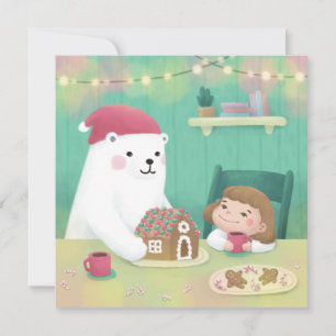 Cartes Pour Fêtes Annuelles Joyeux Noël : Ours Polaire & Enfant