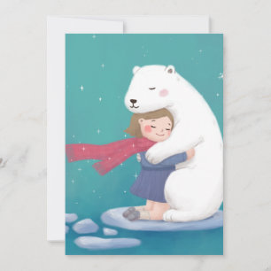 Cartes Pour Fêtes Annuelles Joyeux Noël : Ours Polaire & Illustration enfant