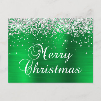 Cartes Pour Fêtes Annuelles Joyeux Noël Paillettes Argentées Papier Aluminium