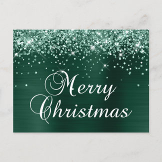 Cartes Pour Fêtes Annuelles Joyeux Noël Paillettes Pin Vert Feuille métallique