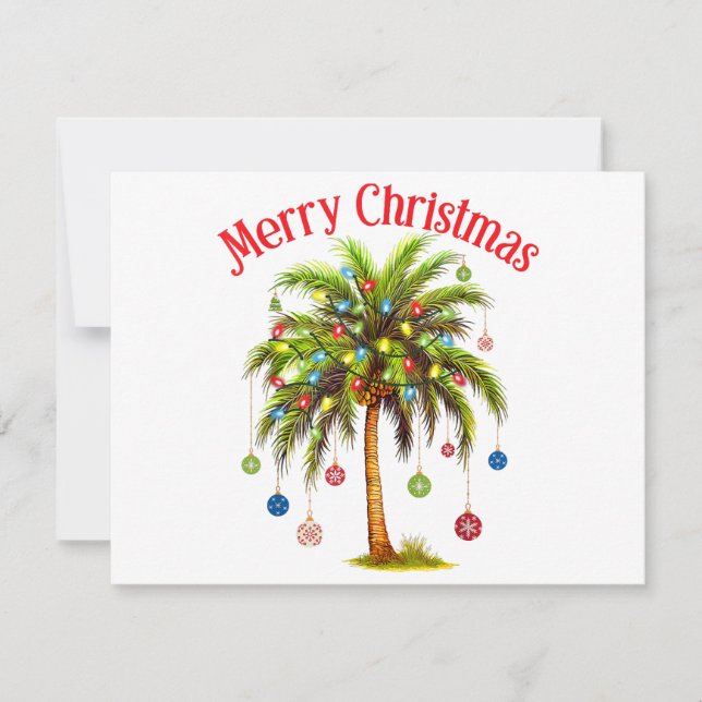 Cartes Pour Fêtes Annuelles Joyeux Noël Palm Tree Light Hawaiian Tropical (Devant)