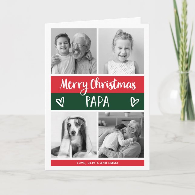 Cartes Pour Fêtes Annuelles Joyeux Noël Papa | Grille photo couleur (Devant)