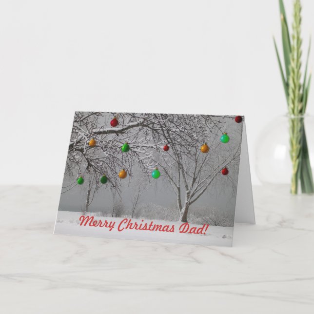 Cartes Pour Fêtes Annuelles Joyeux Noël papa/Paysage hivernal-mignon (Devant)