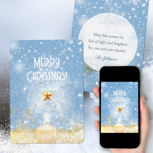 Cartes Pour Fêtes Annuelles Joyeux Noël Parties scintillant dorée bougie Illus