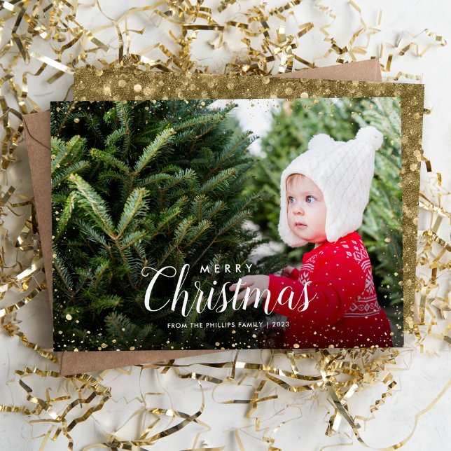 Cartes Pour Fêtes Annuelles Joyeux Noël | Parties scintillant Glitz Faux super (Créateur téléchargé)