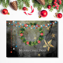 Cartes Pour Fêtes Annuelles Joyeux Noël patriotique Étoiles en lumières, couro
