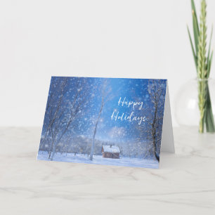 Cartes Pour Fêtes Annuelles Joyeux Noël Pays Cabine de journal avec neige