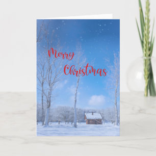 Cartes Pour Fêtes Annuelles Joyeux Noël Pays Cabine neige Dreamy