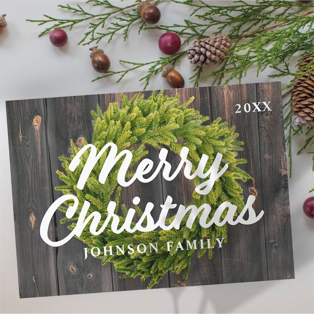 Cartes Pour Fêtes Annuelles Joyeux Noël Pays Pin Russe Wreath Bois (Créateur téléchargé)
