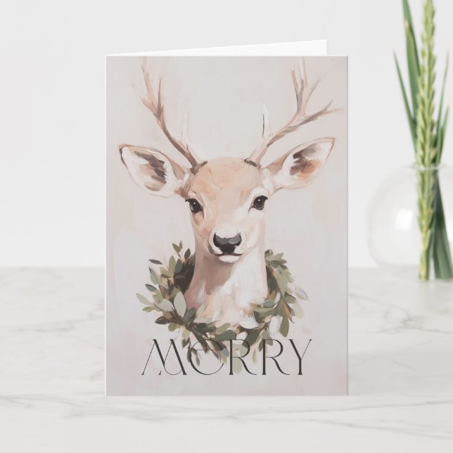 Cartes Pour Fêtes Annuelles Joyeux Noël Peinture Deer Design (Devant)