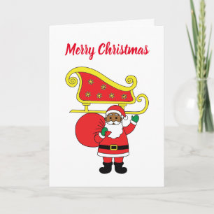 Cartes Pour Fêtes Annuelles Joyeux Noël Père Noël Africain Américain