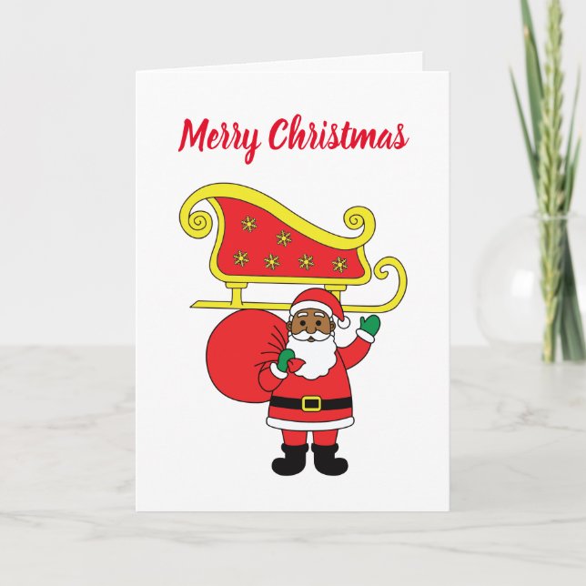 Cartes Pour Fêtes Annuelles Joyeux Noël Père Noël Africain Américain (Devant)