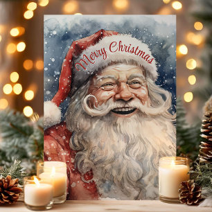 Cartes Pour Fêtes Annuelles Joyeux Noël Père Noël aquarelle jovial