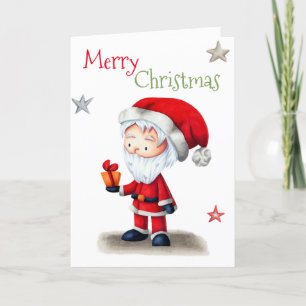 Cartes Pour Fêtes Annuelles Joyeux Noël Père Noël avec cadeau illustré