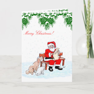 Cartes Pour Fêtes Annuelles Joyeux Noël - Père Noël avec chat et chien