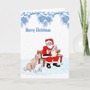 Cartes Pour Fêtes Annuelles Joyeux Noël - Père Noël avec chat et chien