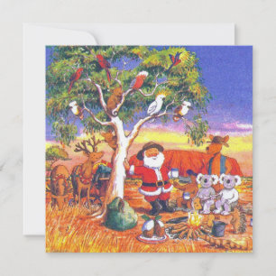 Cartes Pour Fêtes Annuelles Joyeux Noël Père Noël avec des amis animaux