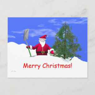Cartes Pour Fêtes Annuelles Joyeux Noël Père Noël avec Shovel