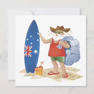 Cartes Pour Fêtes Annuelles Joyeux Noël Père Noël Avec Surboard