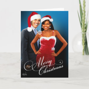 Cartes Pour Fêtes Annuelles Joyeux Noël Père Noël Barack Michelle Obama