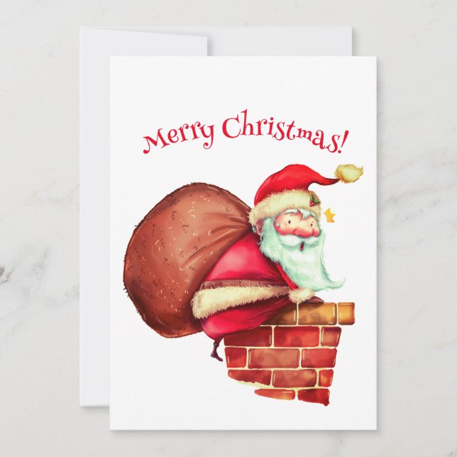 Cartes Pour Fêtes Annuelles Joyeux Noël Père Noël Cheminée  (Devant)