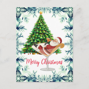 Cartes Pour Fêtes Annuelles Joyeux Noël Père Noël dans un verre à Martini