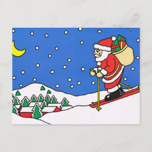 Cartes Pour Fêtes Annuelles Joyeux Noël, Père Noël de ski