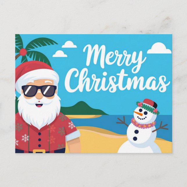Cartes Pour Fêtes Annuelles Joyeux Noël père noël en vacances (Devant)