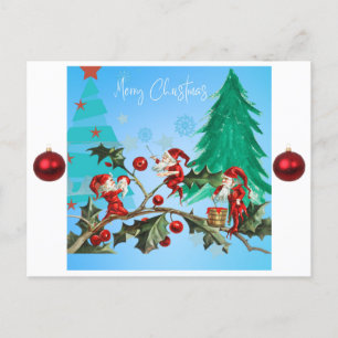 Cartes Pour Fêtes Annuelles Joyeux Noël Père Noël et elfes