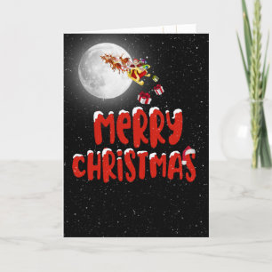 Cartes Pour Fêtes Annuelles Joyeux Noël Père Noël et Lune