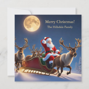Cartes Pour Fêtes Annuelles Joyeux Noël Père Noël et Reindeer