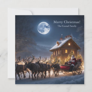 Cartes Pour Fêtes Annuelles Joyeux Noël Père Noël et Reindeer