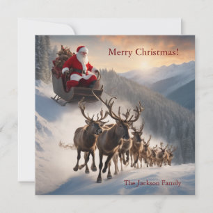 Cartes Pour Fêtes Annuelles Joyeux Noël Père Noël et Reindeer