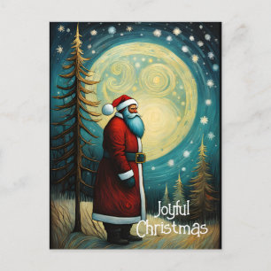 Cartes Pour Fêtes Annuelles Joyeux Noël Père Noël Pleine lune Arbre